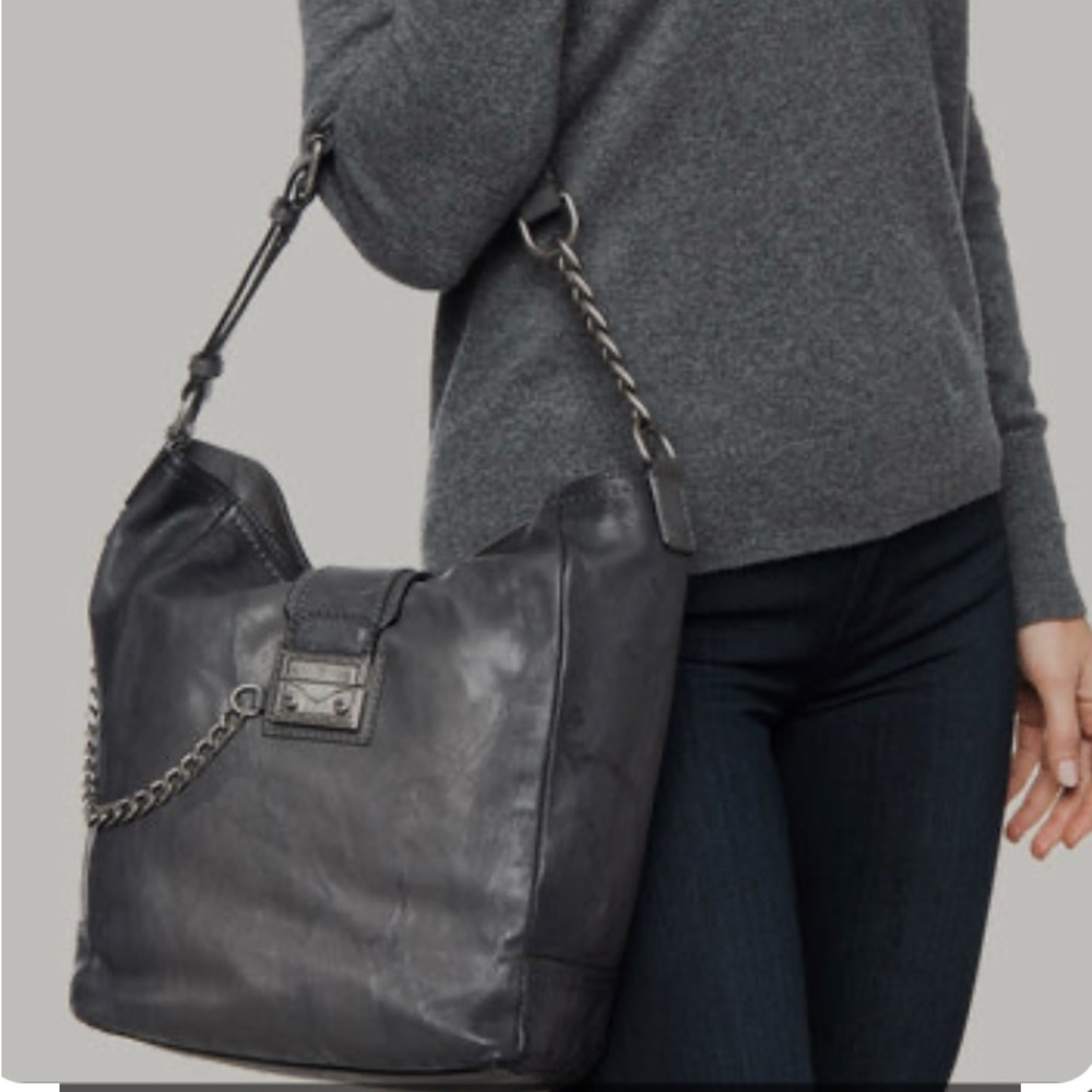 Frye - Leather Ella Bucket Hobo Bag - Carbon Grey - Retail $428 NWT